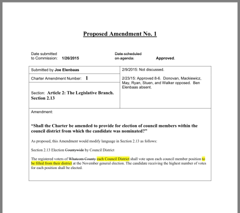 amendment 1 whatcom charter