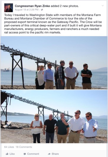 zinke fb cherry point visit