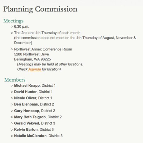 Whatcom Co planning commission mtgs