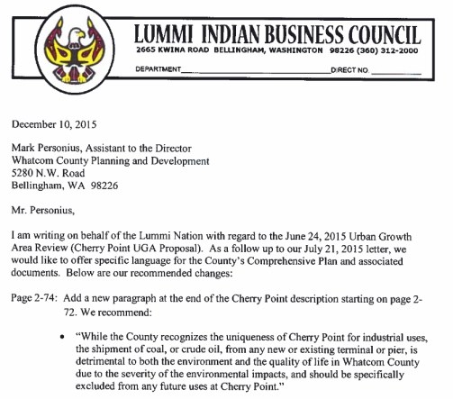 lummi planning letter to county planning