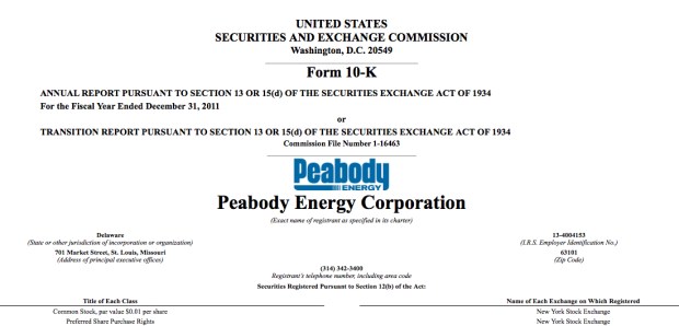 peabody 10K annual report 2011