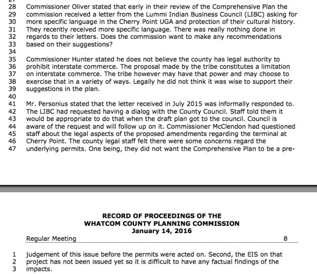 Planning Commission january 14, 2016 meeting cherry point